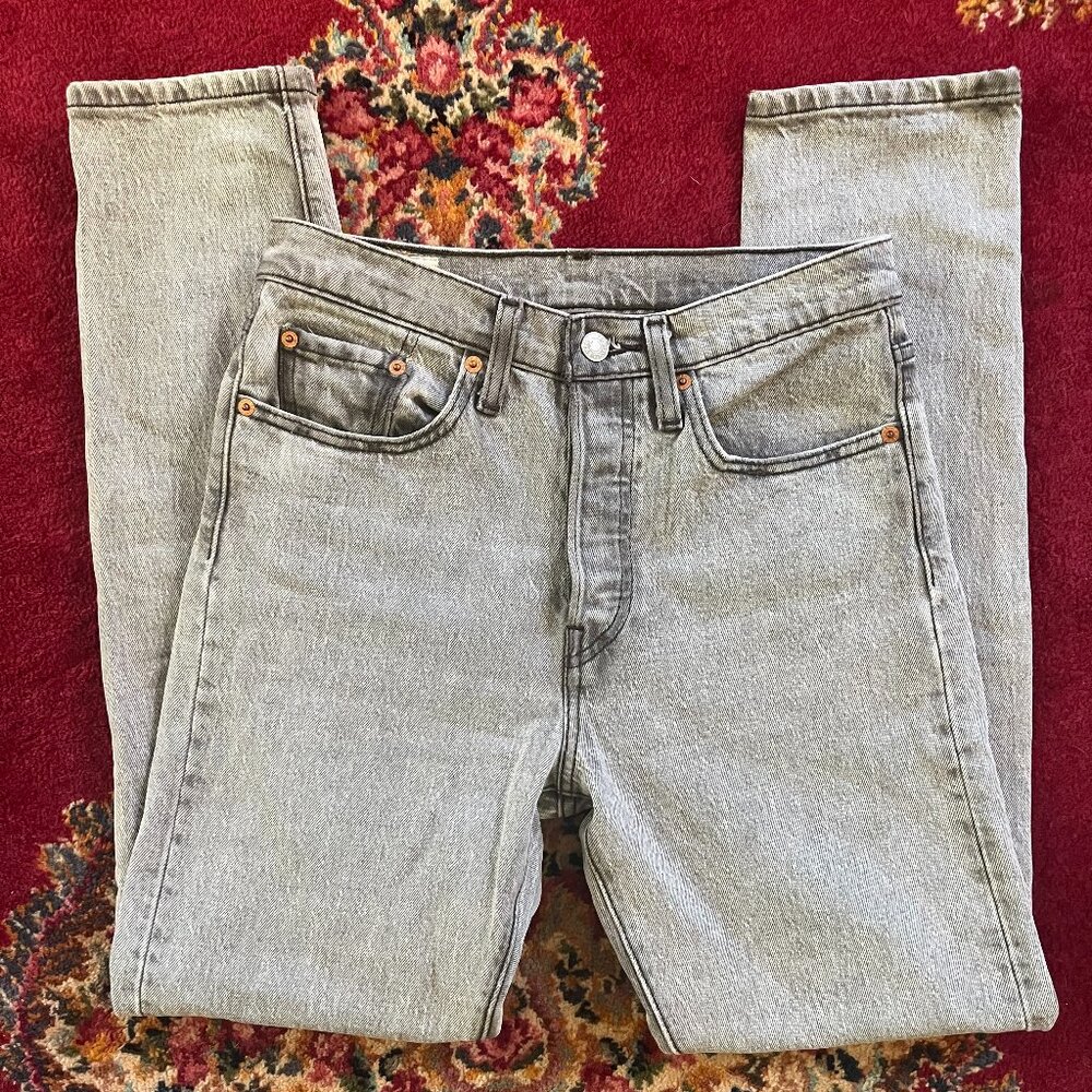 Stone Broke Grey Levi's 501 Skinny Jeans, Size 25